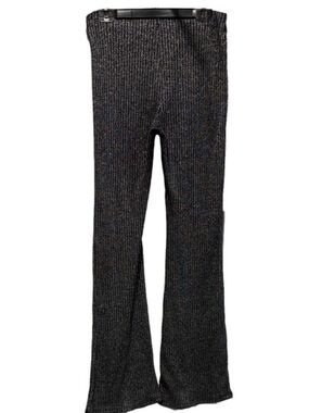 Zara Trafaluc Shimmer Ribbed Knit High Rise Flare Pants M NWOT